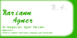 mariann agner business card